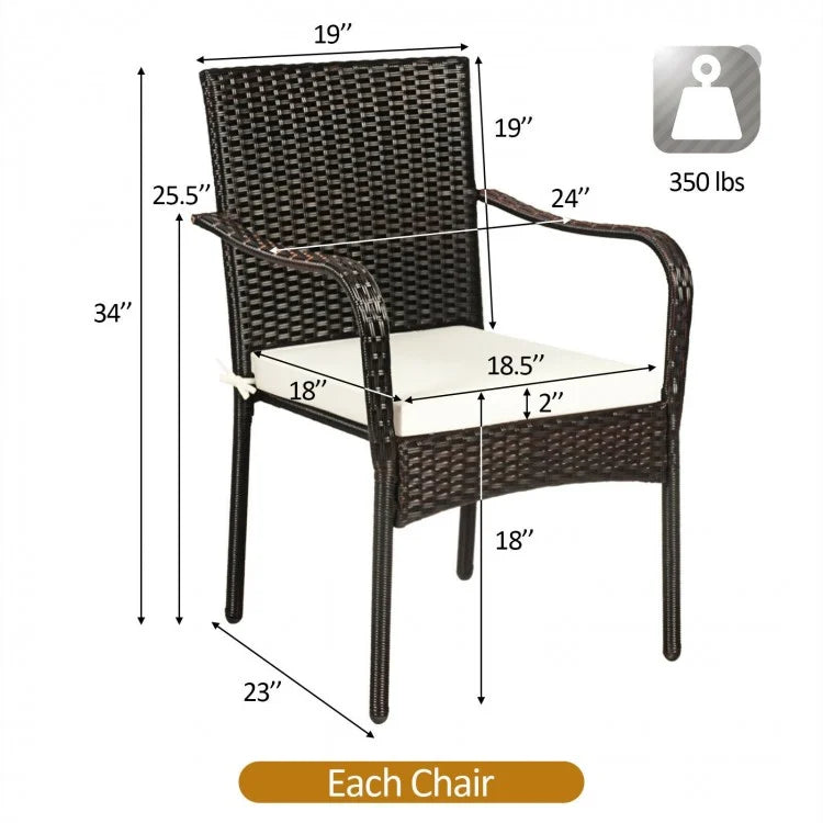 Costway Set of 4 Patio Rattan Stackable Dining Chair with Cushioned Armrest for Garden - Majic Backyard