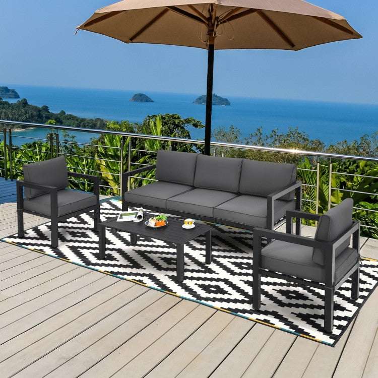 Costway 4 Pieces Outdoor Furniture Set for Backyard and Poolside - Majic Backyard