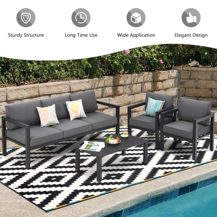 Costway 4 Pieces Outdoor Furniture Set for Backyard and Poolside - Majic Backyard