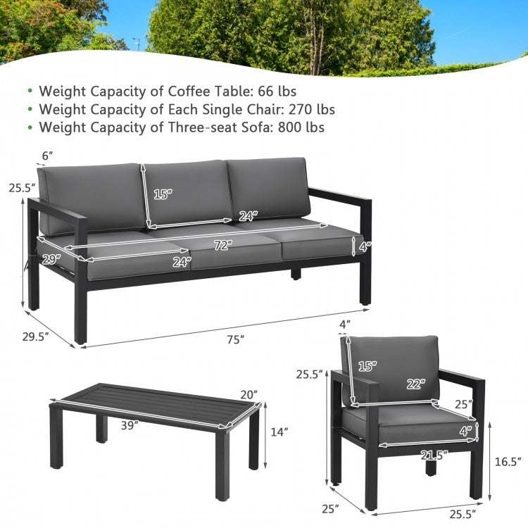 Costway 4 Pieces Outdoor Furniture Set for Backyard and Poolside - Majic Backyard