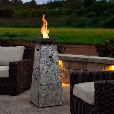 Costway 48 Inch Propane Fire Bowl Column with Lava Rocks and PVC Cover - Majic Backyard