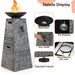 Costway 48 Inch Propane Fire Bowl Column with Lava Rocks and PVC Cover - Majic Backyard