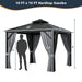 Costway 10 x 10 Feet Double-Top Hardtop Gazebo with Galvanized Steel Roof - Majic Backyard