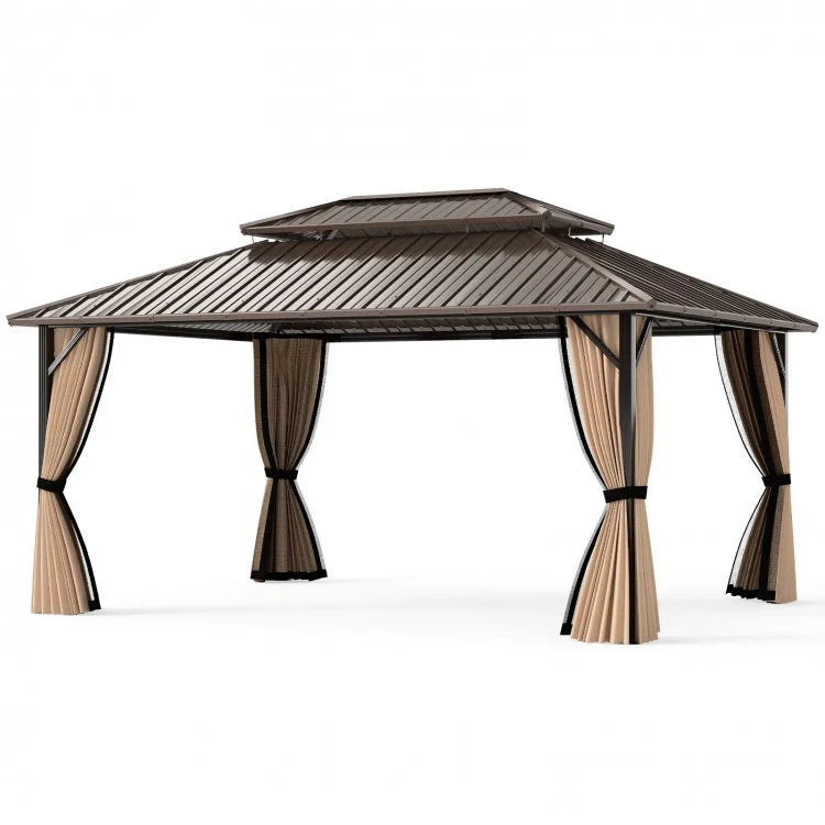 Costway 16' x 12' Hardtop Gazebo Outdoor for Patio Garden Deck Lawn Backyard Party Tent - Majic Backyard