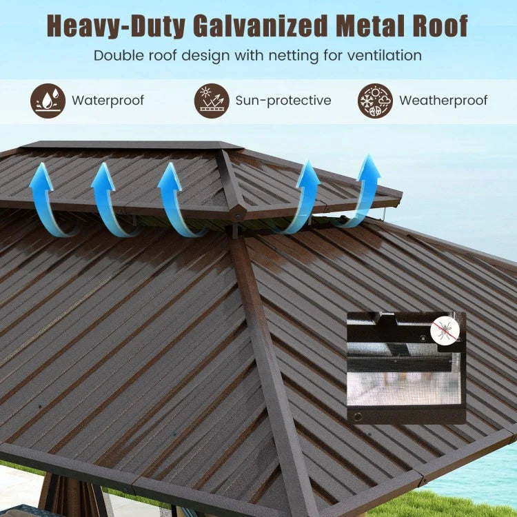 Costway 16' x 12' Hardtop Gazebo Outdoor for Patio Garden Deck Lawn Backyard Party Tent - Majic Backyard