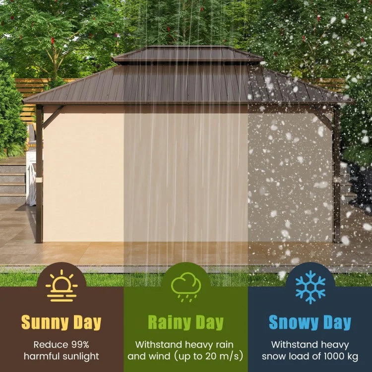 Costway 16' x 12' Hardtop Gazebo Outdoor for Patio Garden Deck Lawn Backyard Party Tent - Majic Backyard