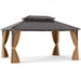 Costway 16' x 12' Hardtop Gazebo Aluminum Frame Permanent Pavilion with Curtains and Netting - Majic Backyard
