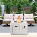 Costway 34 Inch Square Concrete Propane Fire Pit Table with Lava Rocks and Cover 50,000 BTU - Majic Backyard