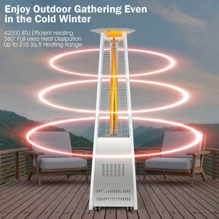 Costway 42,000 BTU Stainless Steel Pyramid Patio Heater With Wheels - Majic Backyard