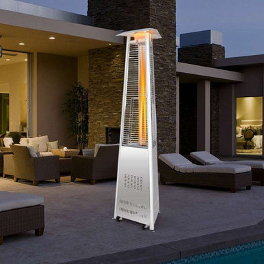 Costway 42,000 BTU Stainless Steel Pyramid Patio Heater With Wheels - Majic Backyard