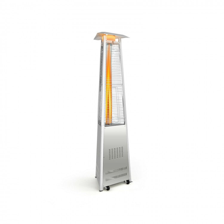 Costway 42,000 BTU Stainless Steel Pyramid Patio Heater With Wheels - Majic Backyard