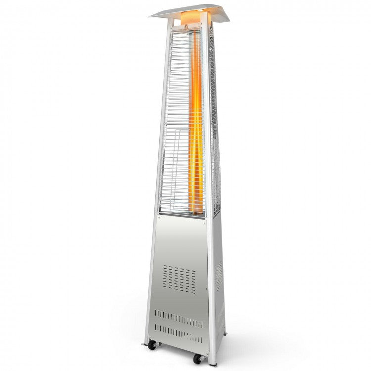 Costway 42,000 BTU Stainless Steel Pyramid Patio Heater With Wheels - Majic Backyard