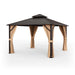 Costway 12 x 12 Feet Double-Roof Patio Hardtop Gazebo with Galvanized Steel Roof Netting and Curtains - Majic Backyard