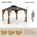 Costway 12 x 12 Feet Double-Roof Patio Hardtop Gazebo with Galvanized Steel Roof Netting and Curtains - Majic Backyard