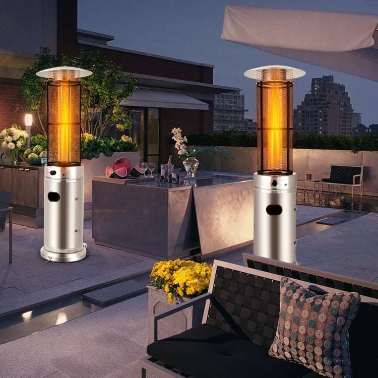 Costway 40000 BTU Stainless Steel Round Glass Tube Patio Heaters - Majic Backyard