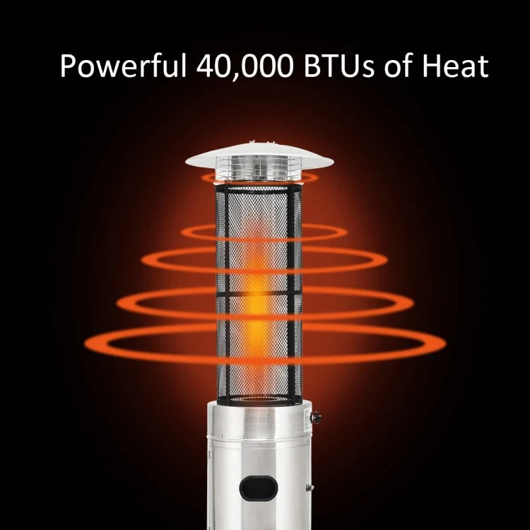 Costway 40000 BTU Stainless Steel Round Glass Tube Patio Heaters - Majic Backyard