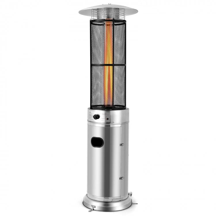 Costway 40000 BTU Stainless Steel Round Glass Tube Patio Heaters - Majic Backyard