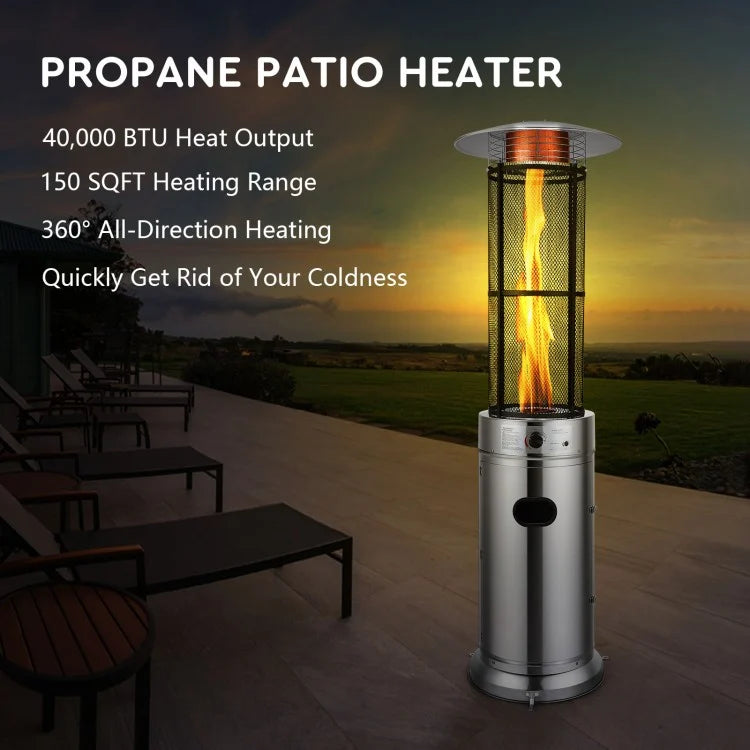 Costway 40000 BTU Stainless Steel Round Glass Tube Patio Heaters - Majic Backyard