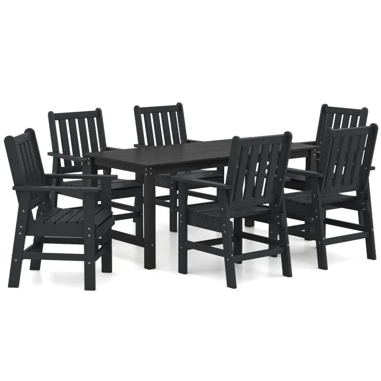 Costway 7 Pieces Patio Dining Set Outdoor HDPE Weather Resistant Table and Chairs Set - Majic Backyard