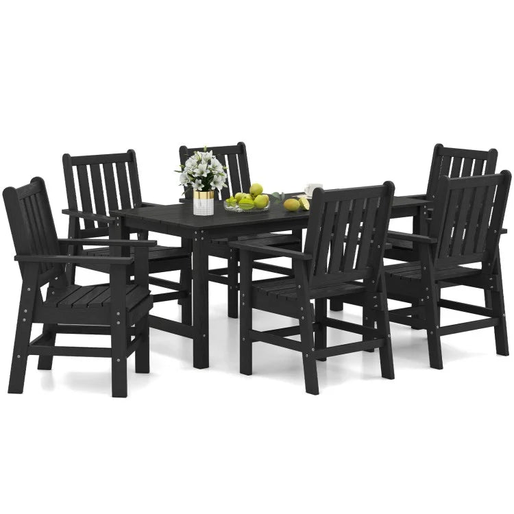 Costway 7 Pieces Patio Dining Set Outdoor HDPE Weather Resistant Table and Chairs Set - Majic Backyard