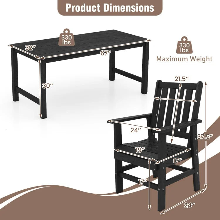 Costway 7 Pieces Patio Dining Set Outdoor HDPE Weather Resistant Table and Chairs Set - Majic Backyard