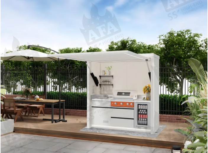 AFA A-Mini Luxury Lift-Up Outdoor Kitchen Pod | 304 Stainless Steel BBQ Station