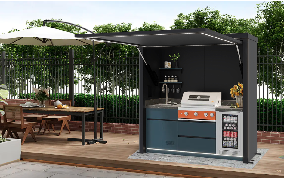 AFA A-Mini Luxury Lift-Up Outdoor Kitchen Pod | 304 Stainless Steel BBQ Station