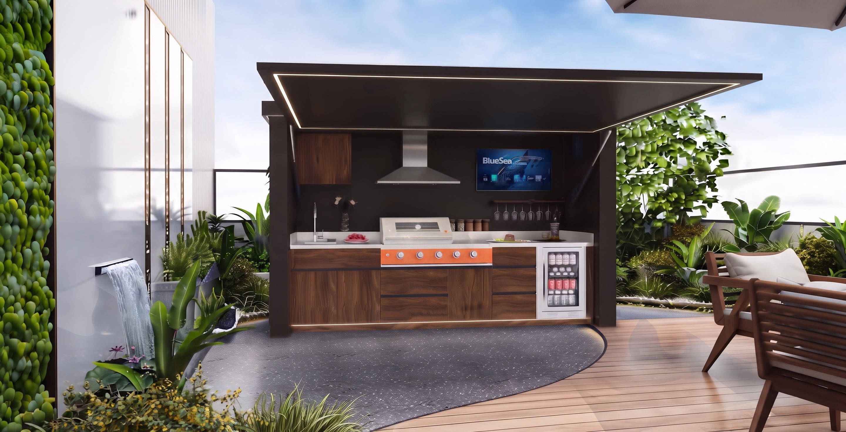 AFA A-Ultra Luxury Lift-Up Outdoor Kitchen Pod | 304 Stainless Steel BBQ Station - Majic Backyard