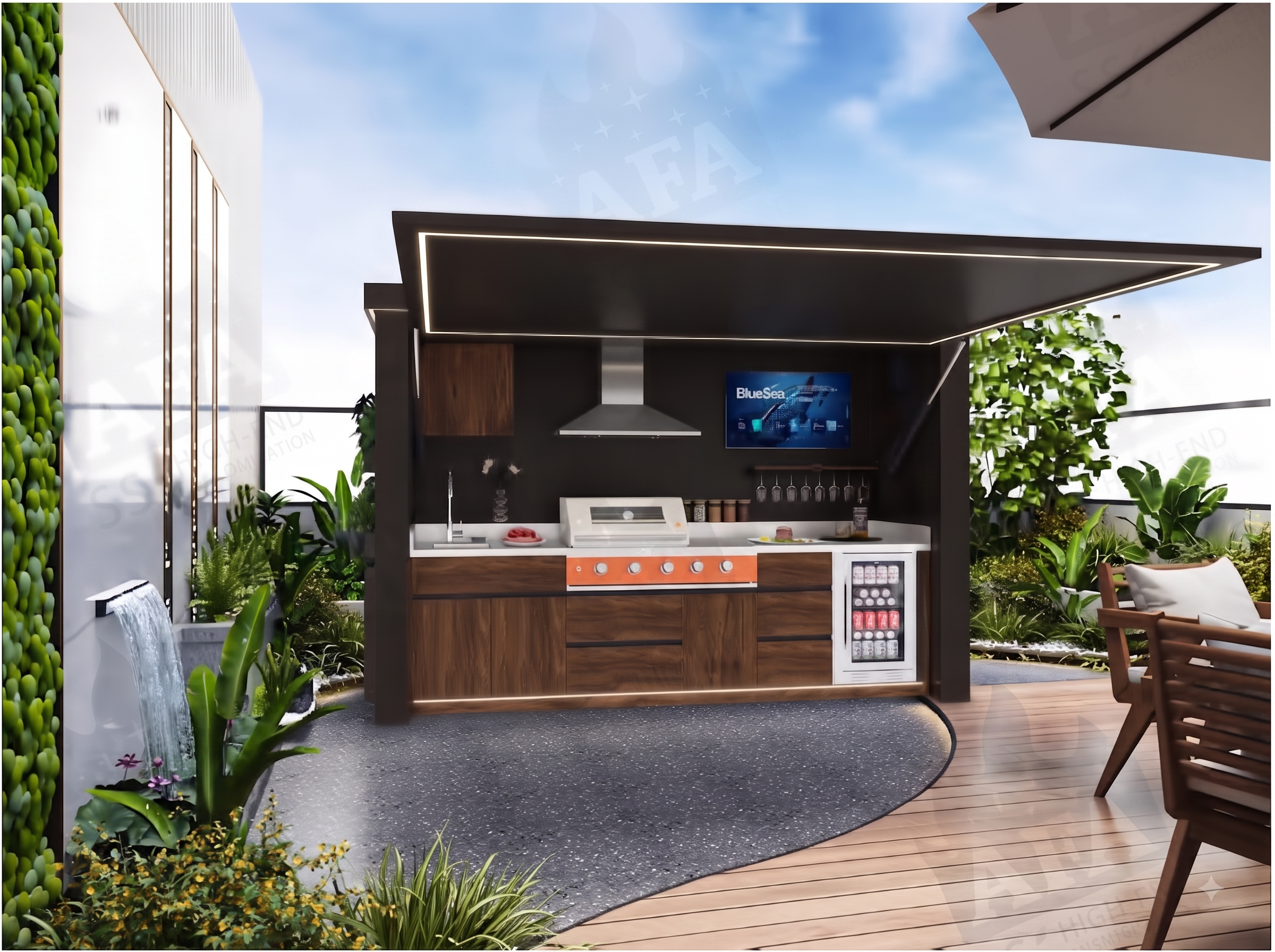 AFA A-Ultra Luxury Lift-Up Outdoor Kitchen Pod | 304 Stainless Steel BBQ Station