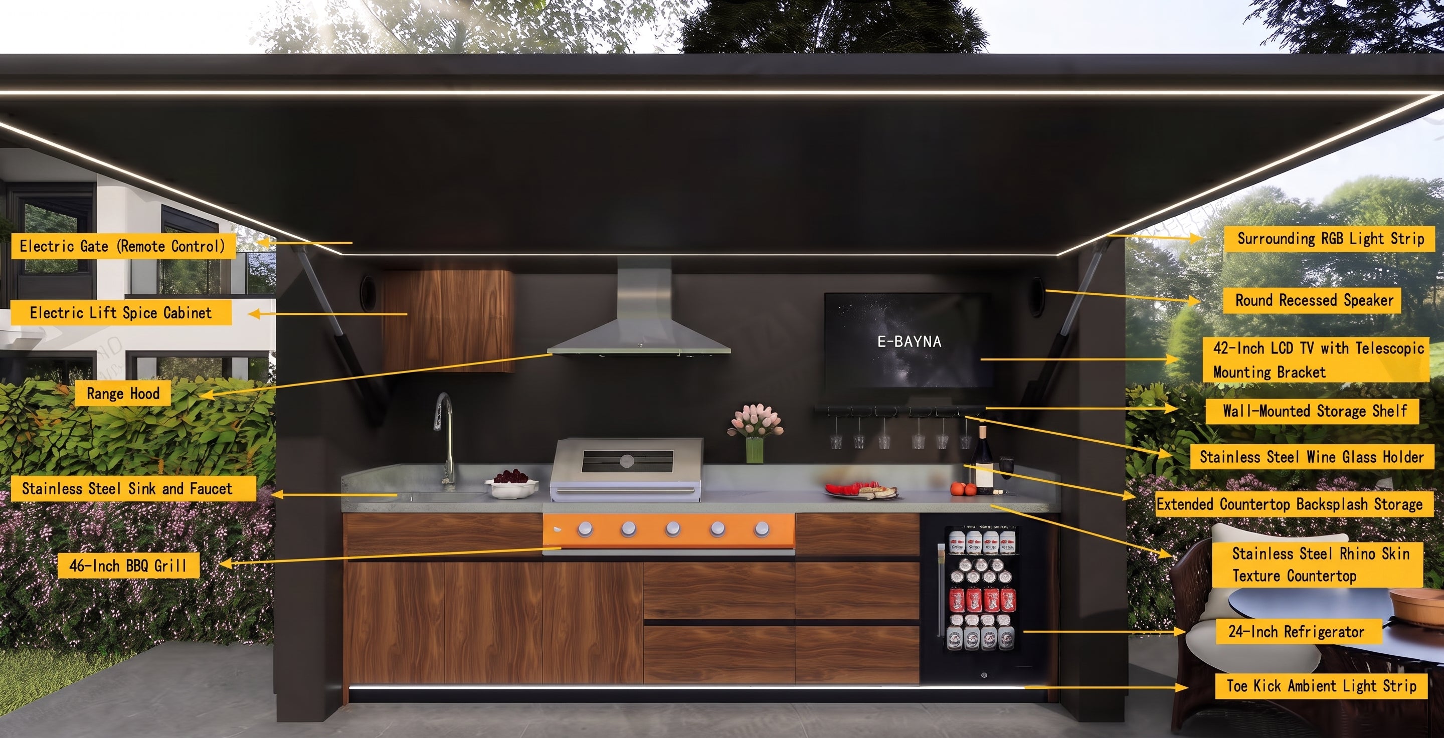 AFA A-Ultra Luxury Lift-Up Outdoor Kitchen Pod | 304 Stainless Steel BBQ Station - Majic Backyard