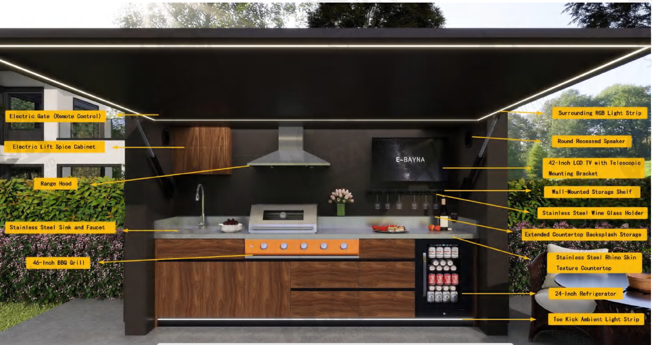 AFA A-Ultra Luxury Lift-Up Outdoor Kitchen Pod | 304 Stainless Steel BBQ Station