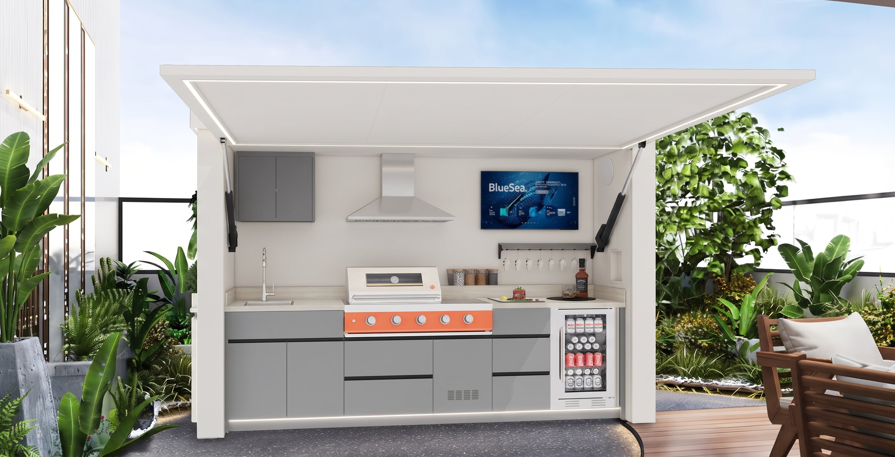 AFA A-Ultra Luxury Lift-Up Outdoor Kitchen Pod | 304 Stainless Steel BBQ Station - Majic Backyard