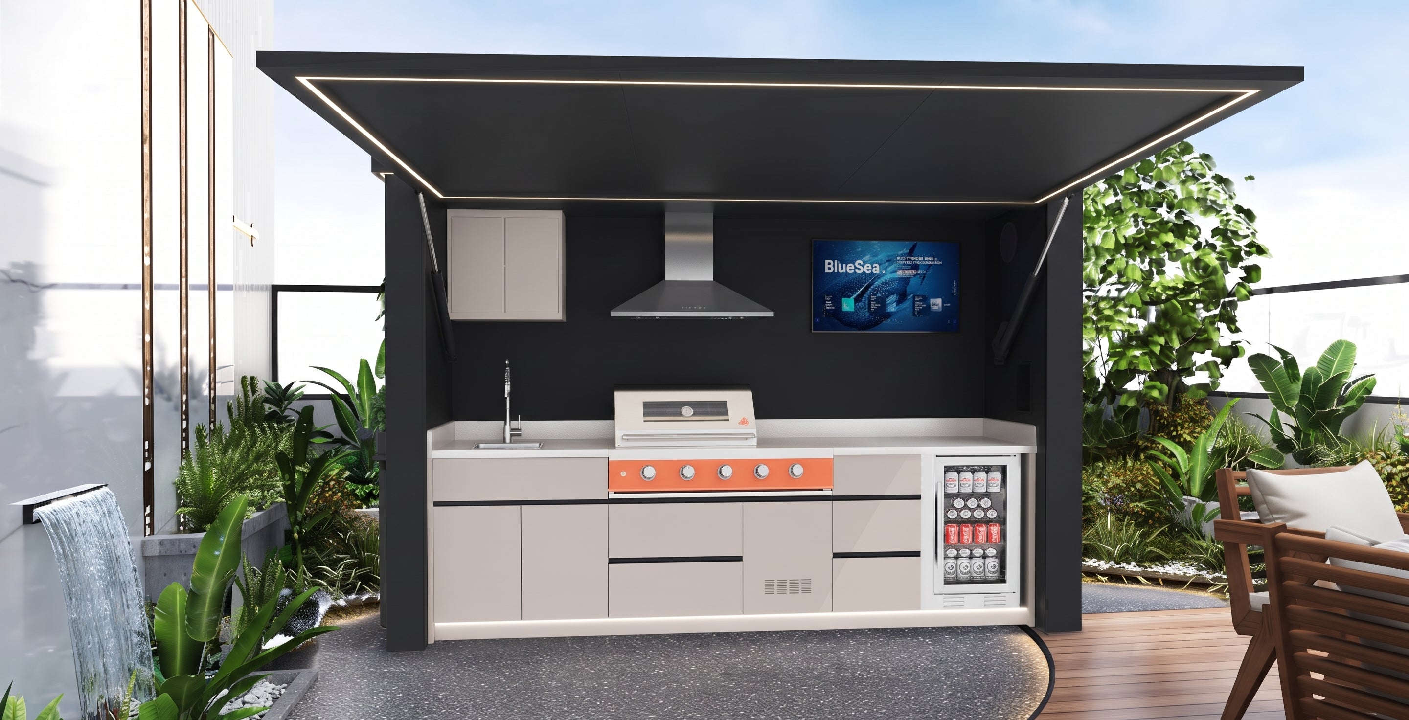 AFA A-Ultra Luxury Lift-Up Outdoor Kitchen Pod | 304 Stainless Steel BBQ Station - Majic Backyard