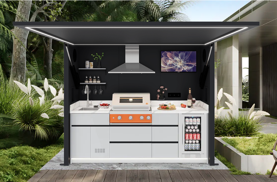 AFA A-Plus Luxury Lift-Up Outdoor Kitchen Pod | 304 Stainless Steel BBQ Station