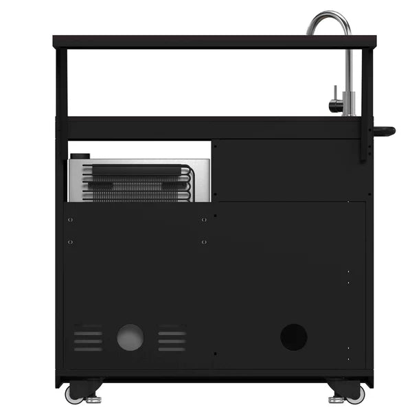 Forno All’Aperto 99,600 BTU Outdoor Kitchen, 5 Burners, Infrared Burners, Side Burner, Black Sintered Stone Countertops, Gas Pizza Oven, Sink Module, Bar & Beverage Center - Majic Backyard