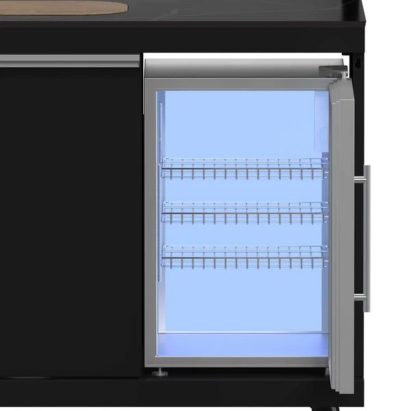 Forno All’Aperto 99,600 BTU Outdoor Kitchen, 5 Burners, Infrared Burners, Side Burner, Black Sintered Stone Countertops, Gas Pizza Oven, Sink Module, Bar & Beverage Center - Majic Backyard