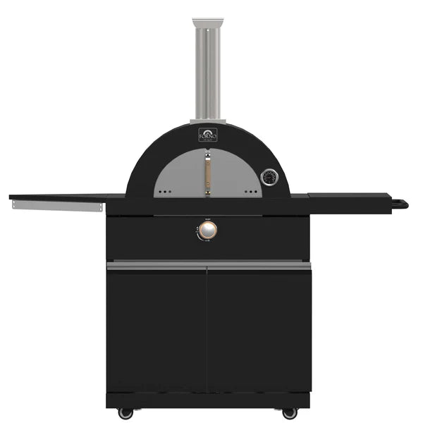 Forno All’Aperto 99,600 BTU Outdoor Kitchen, 5 Burners, Infrared Burners, Side Burner, Black Sintered Stone Countertops, Gas Pizza Oven, Sink Module, Bar & Beverage Center - Majic Backyard