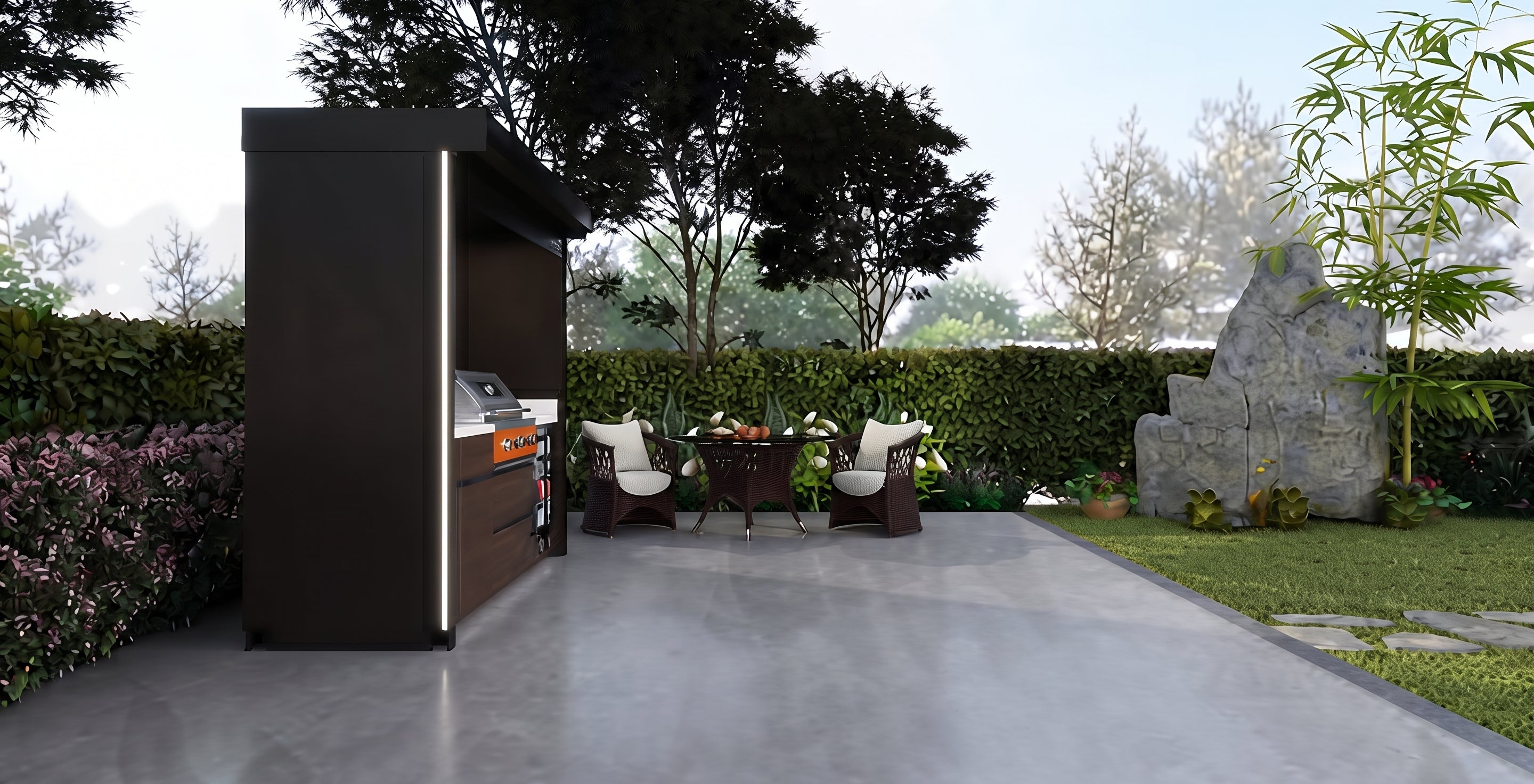 AFA B-Mini Luxury Roller Shutter Outdoor Kitchen Pod | 304 Stainless Steel BBQ Station
