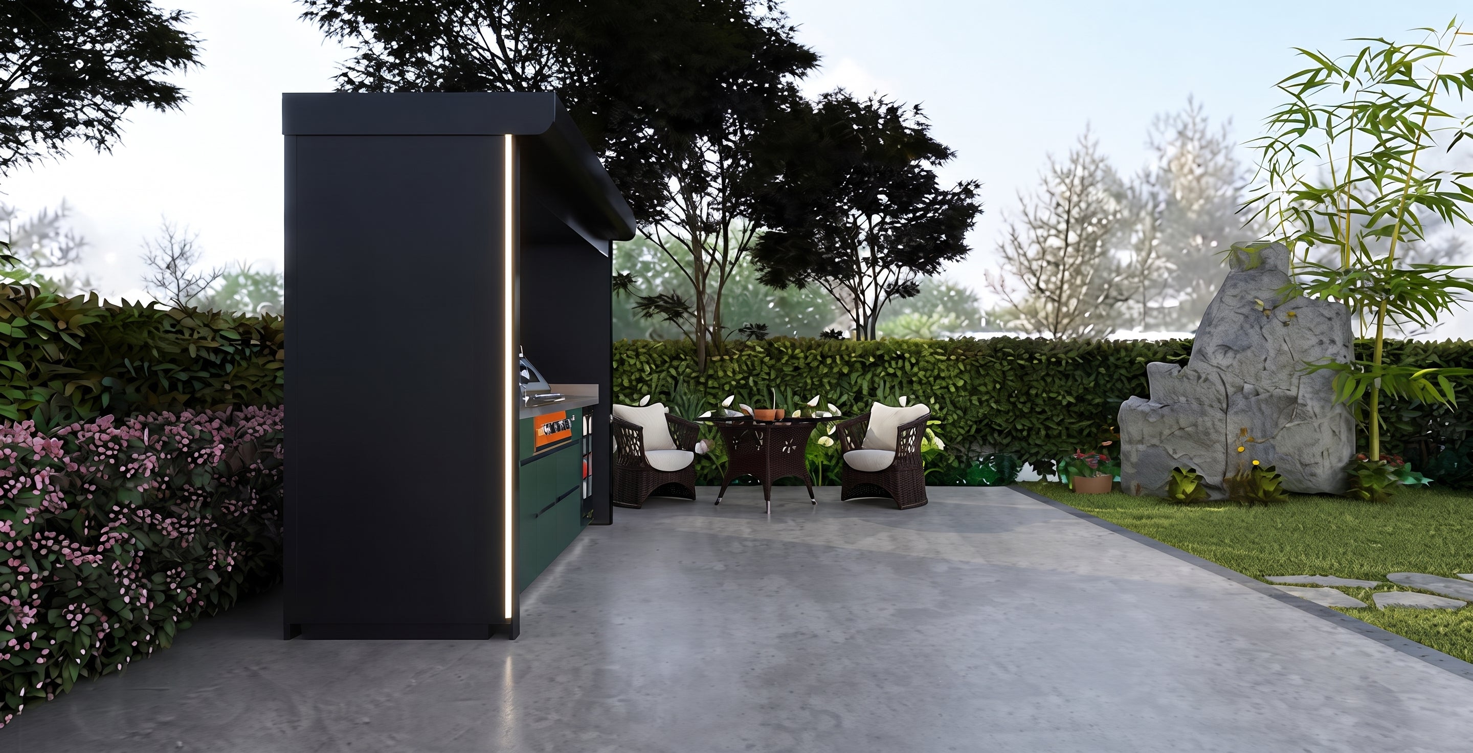 AFA B-Plus Luxury Roller Shutter Outdoor Kitchen Pod | 304 Stainless Steel BBQ Station - Majic Backyard
