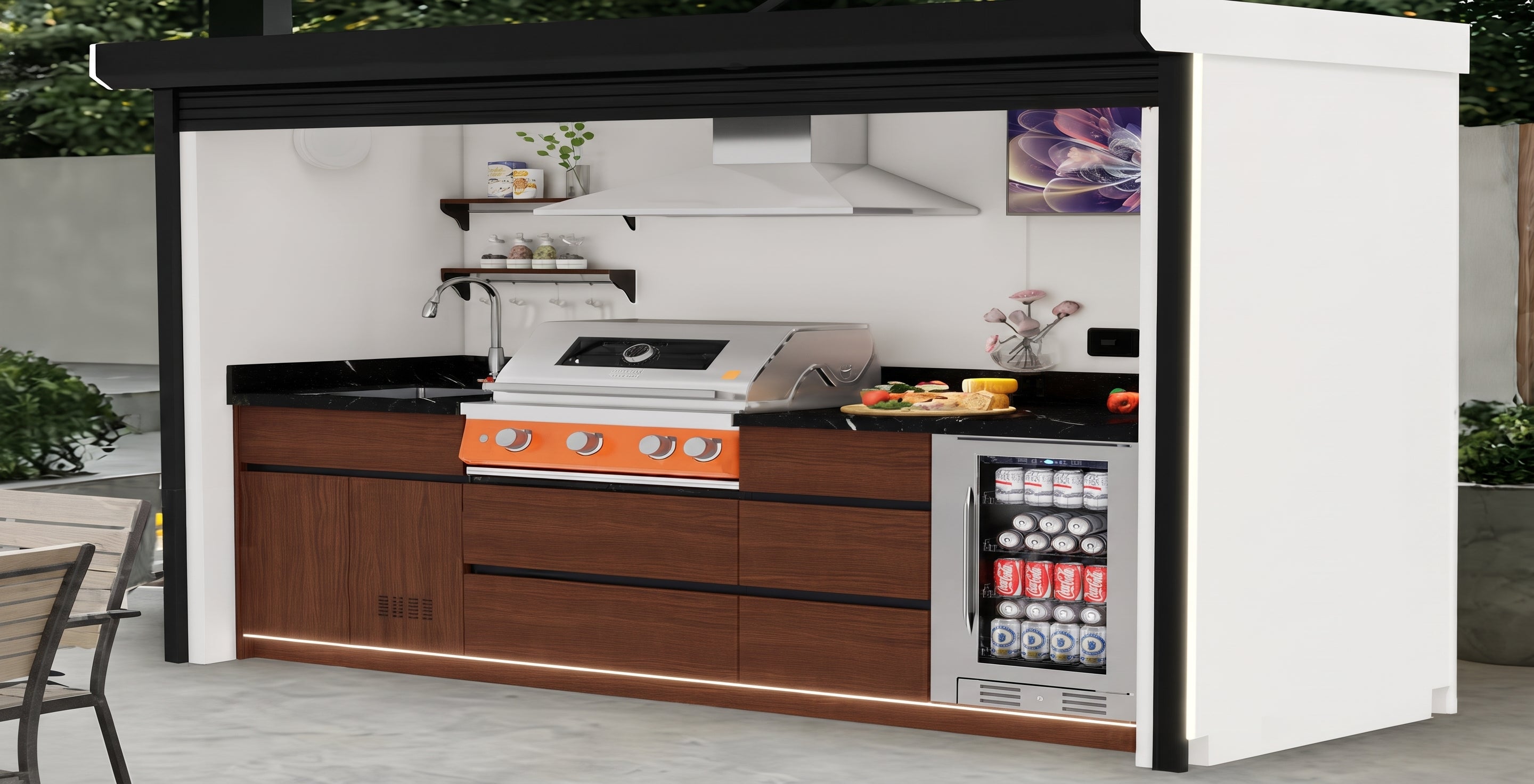 AFA B-Plus Luxury Roller Shutter Outdoor Kitchen Pod | 304 Stainless Steel BBQ Station - Majic Backyard