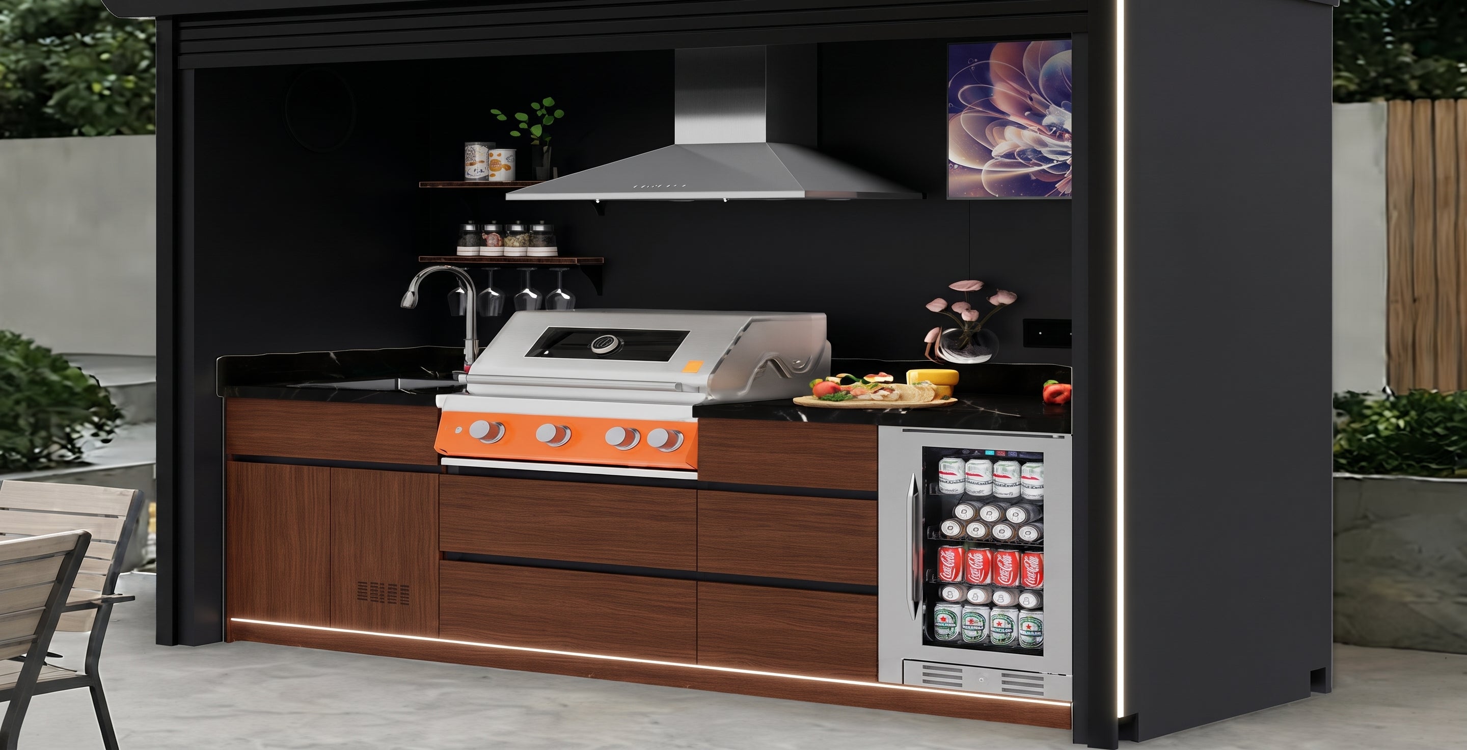 AFA B-Plus Luxury Roller Shutter Outdoor Kitchen Pod | 304 Stainless Steel BBQ Station - Majic Backyard