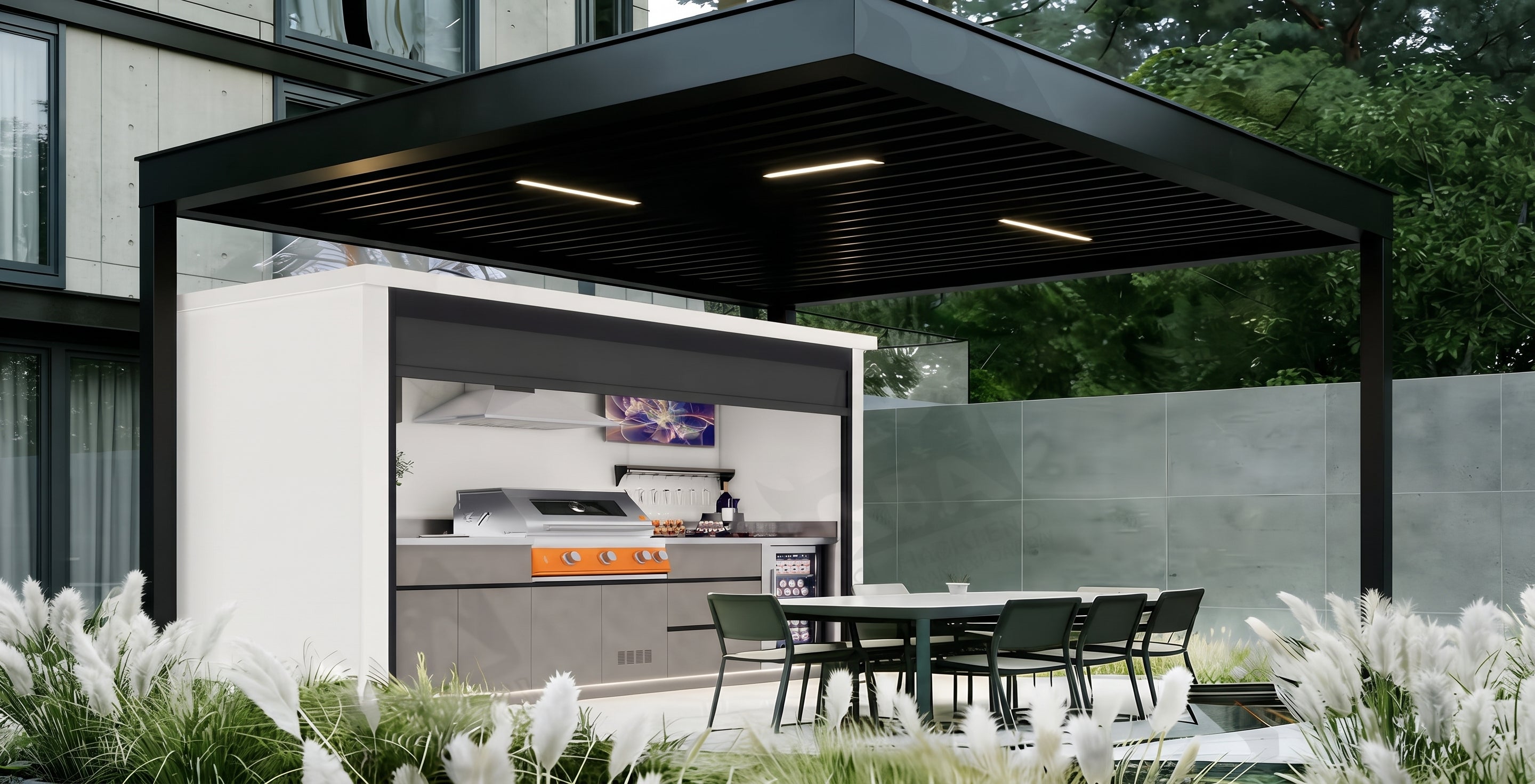 AFA C-Max Luxury Roller Blind Outdoor Kitchen Pod | 304 Stainless Steel BBQ Station