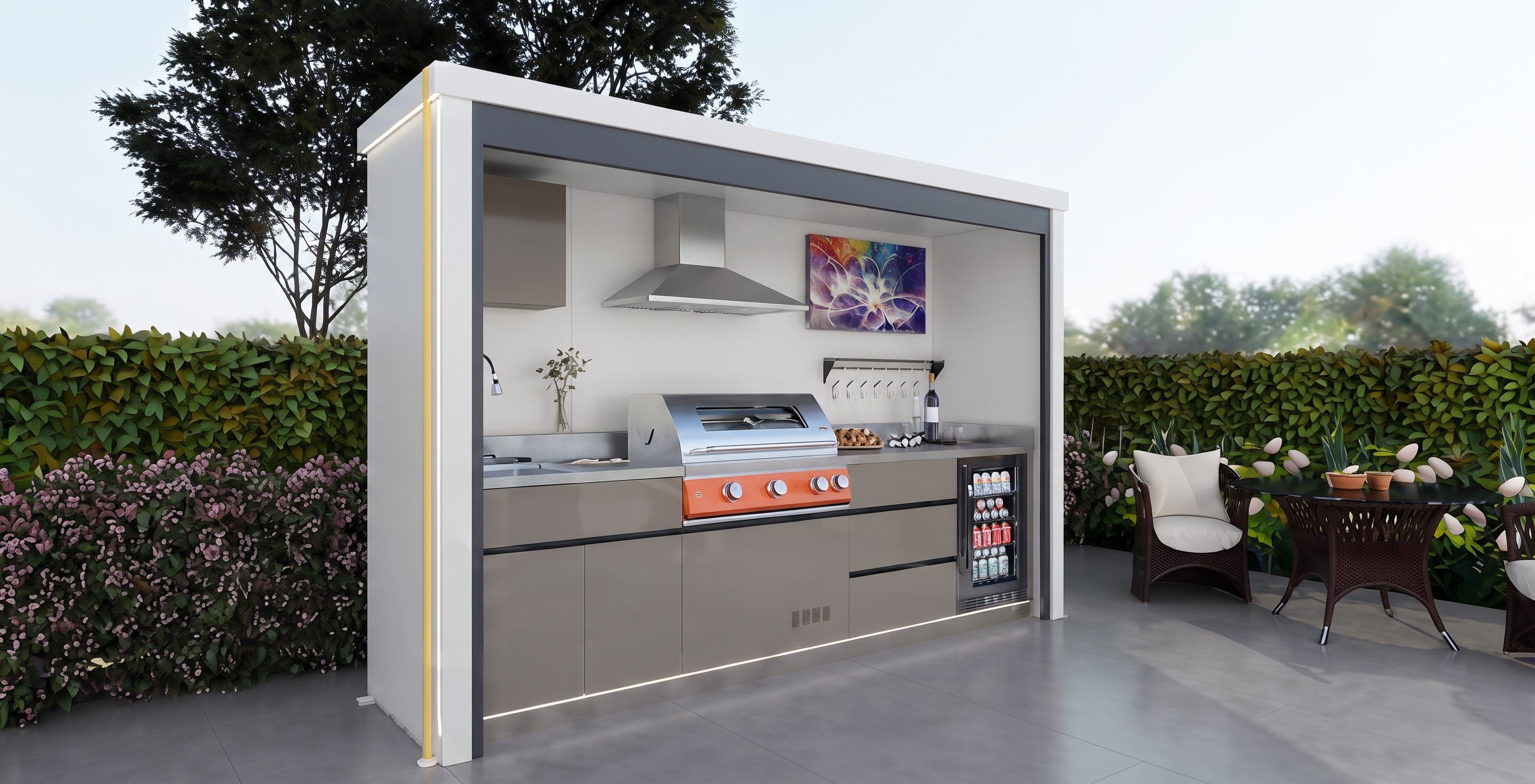 AFA C-Max Luxury Roller Blind Outdoor Kitchen Pod | 304 Stainless Steel BBQ Station