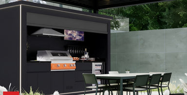 AFA C-Max Luxury Roller Blind Outdoor Kitchen Pod | 304 Stainless Steel BBQ Station - Majic Backyard