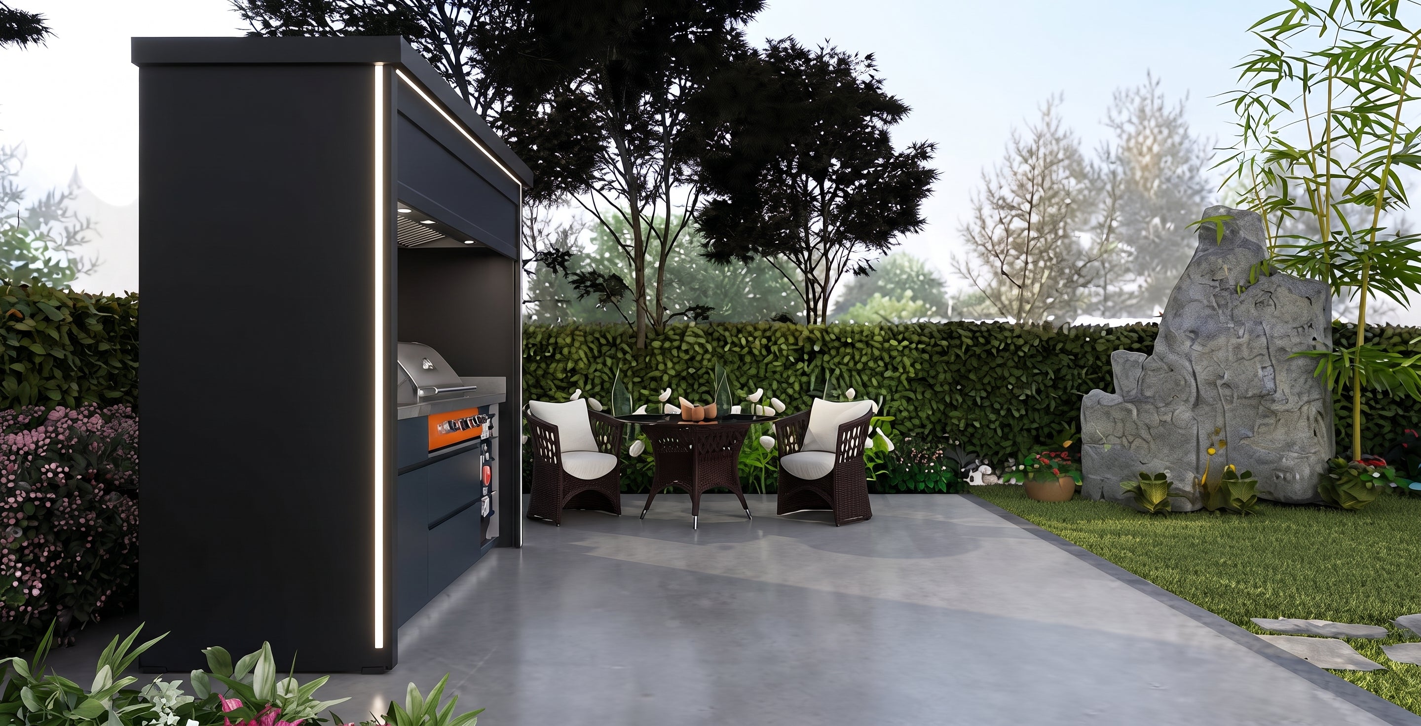 AFA C-Mini Luxury Roller Blind Outdoor Kitchen Pod | 304 Stainless Steel BBQ Station