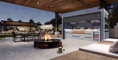 AFA C-Ultra Luxury Roller Blind Outdoor Kitchen Pod | 304 Stainless Steel BBQ Station - Majic Backyard