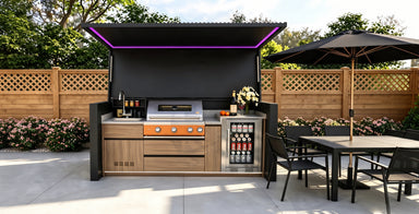 AFA D-Mini Luxury Roller Blind Outdoor Kitchen Pod | 304 Stainless Steel BBQ Station - Majic Backyard
