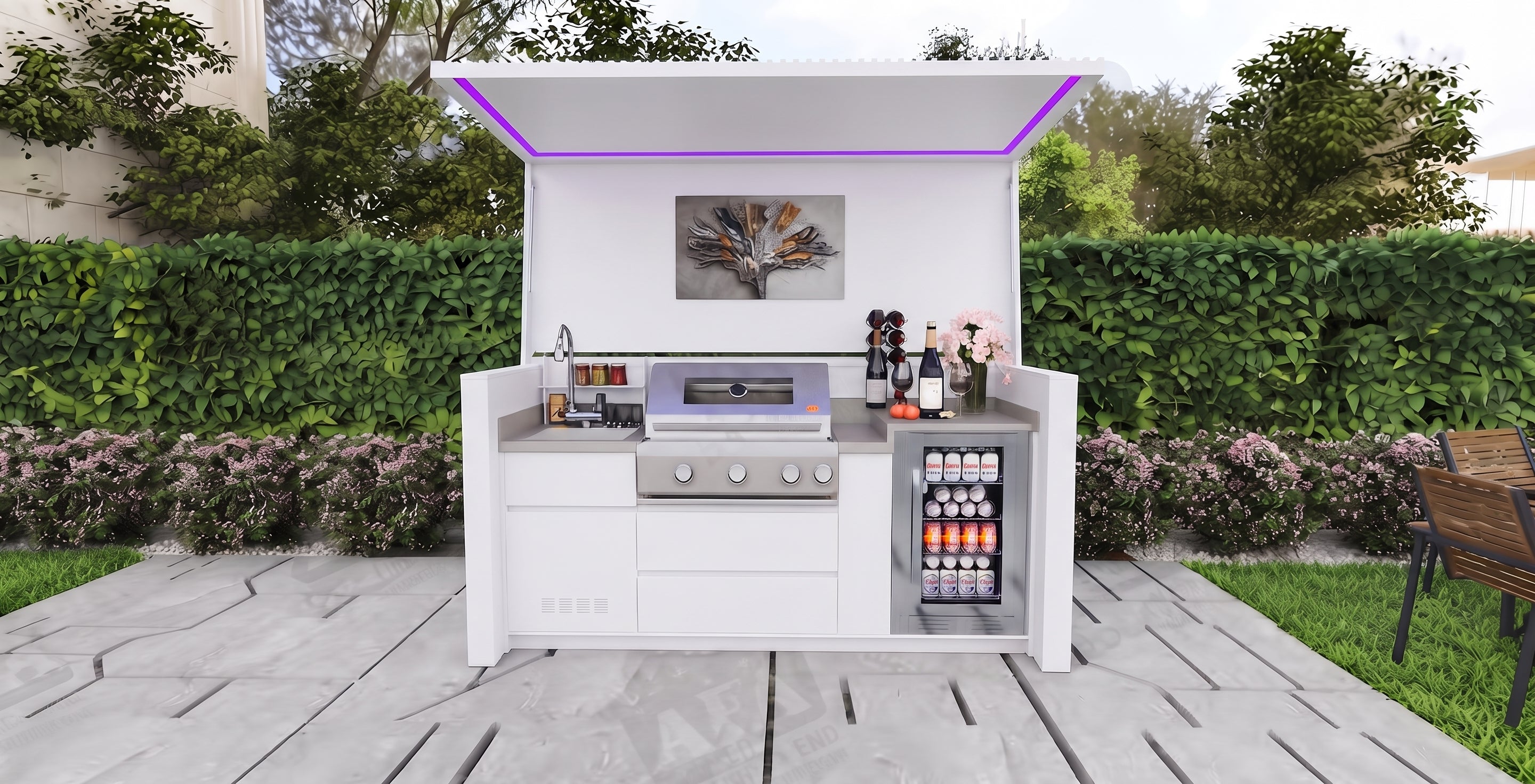AFA D-Mini Luxury Roller Blind Outdoor Kitchen Pod | 304 Stainless Steel BBQ Station - Majic Backyard
