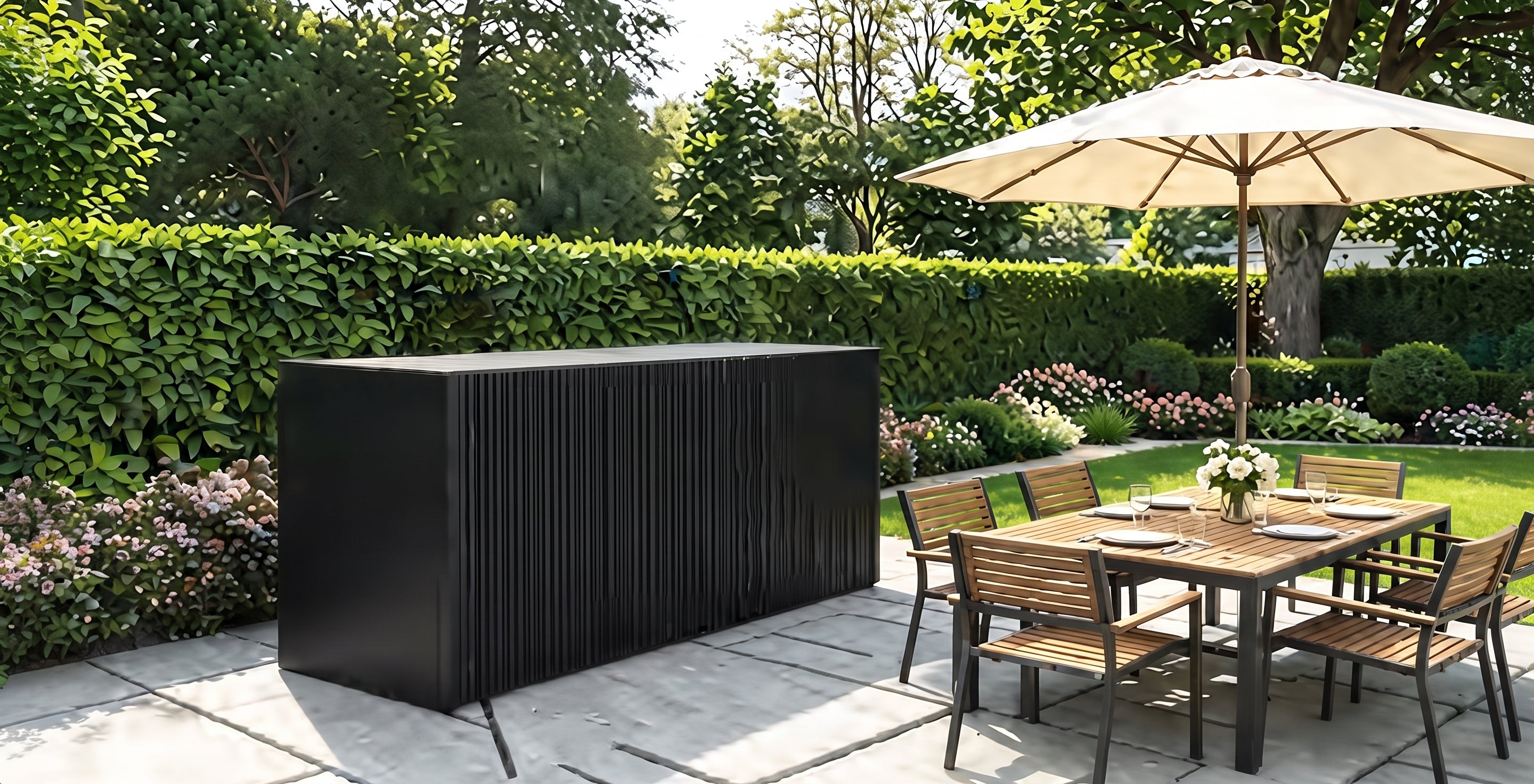 AFA D-Plus Luxury Roller Blind Outdoor Kitchen Pod | 304 Stainless Steel BBQ Station