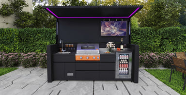 AFA D-Plus Luxury Roller Blind Outdoor Kitchen Pod | 304 Stainless Steel BBQ Station - Majic Backyard